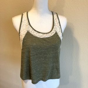 BOGO Chloe K green flowy crop top w/ back cut out